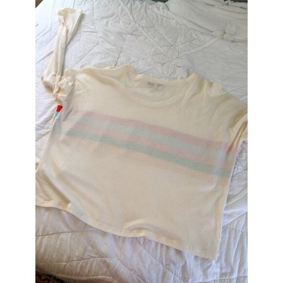 Express ONE ELEVEN crop long sleeve top colorful striped detail small - Picture 6 of 7